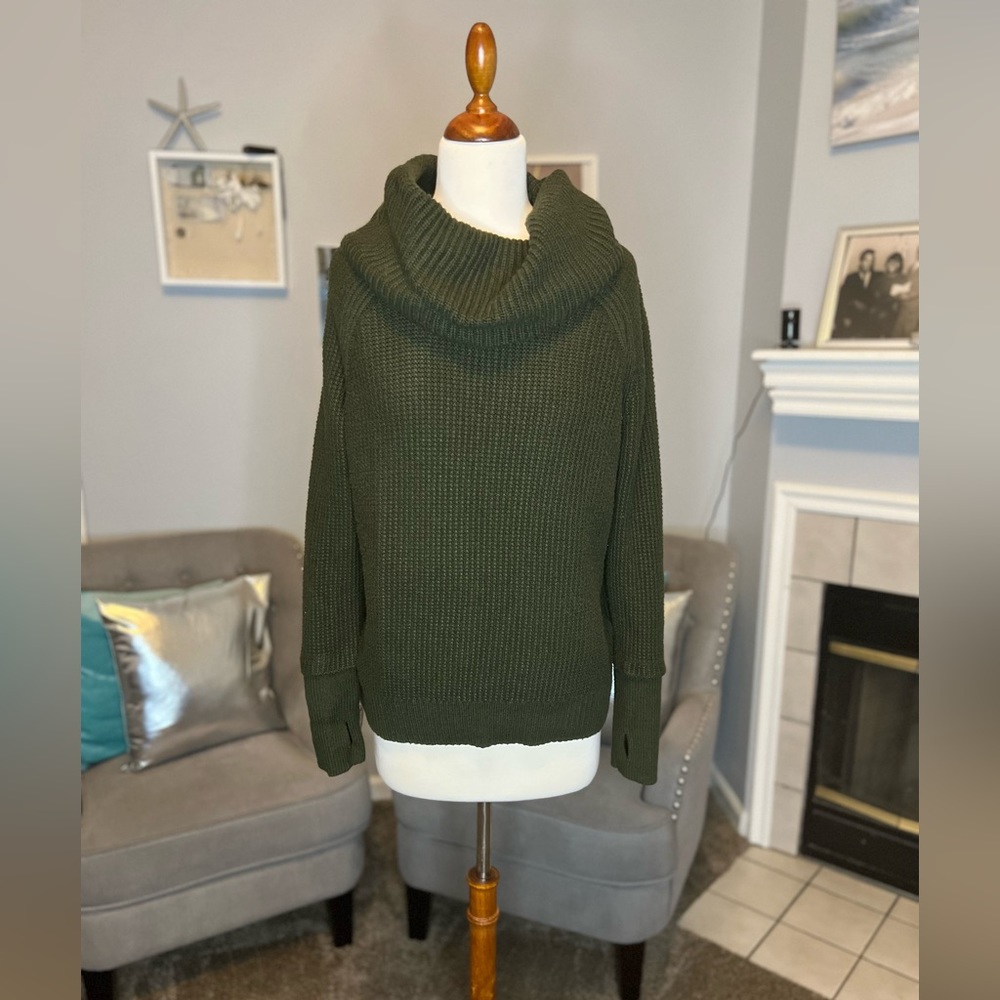 Cowl Neck Waffle Sweater
